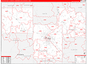 Lafayette-West Lafayette Metro Area Wall Map Red Line Style